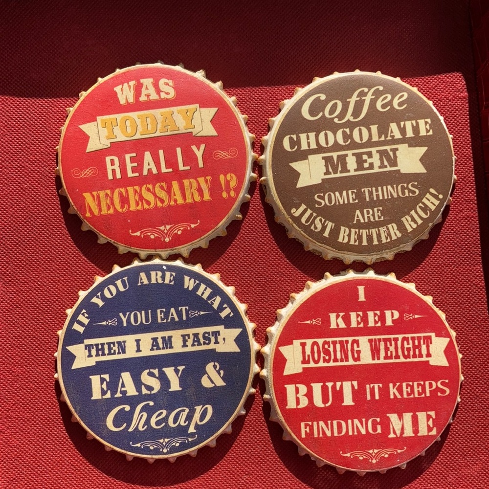 ⚜️Funny Bottle Cap Shape Drink Coaster Set!